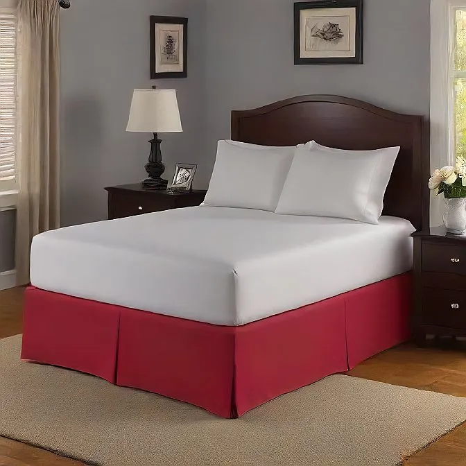 11 Inch Drop Bed Skirt Red Egyptian Cotton 1000TC