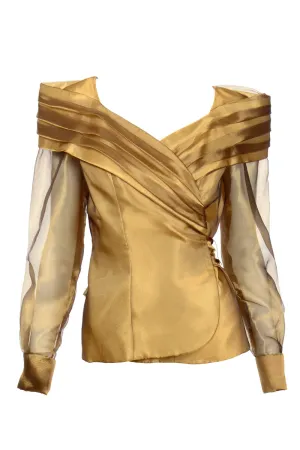 1980s Alex Top Gold Evening Statement Blouse