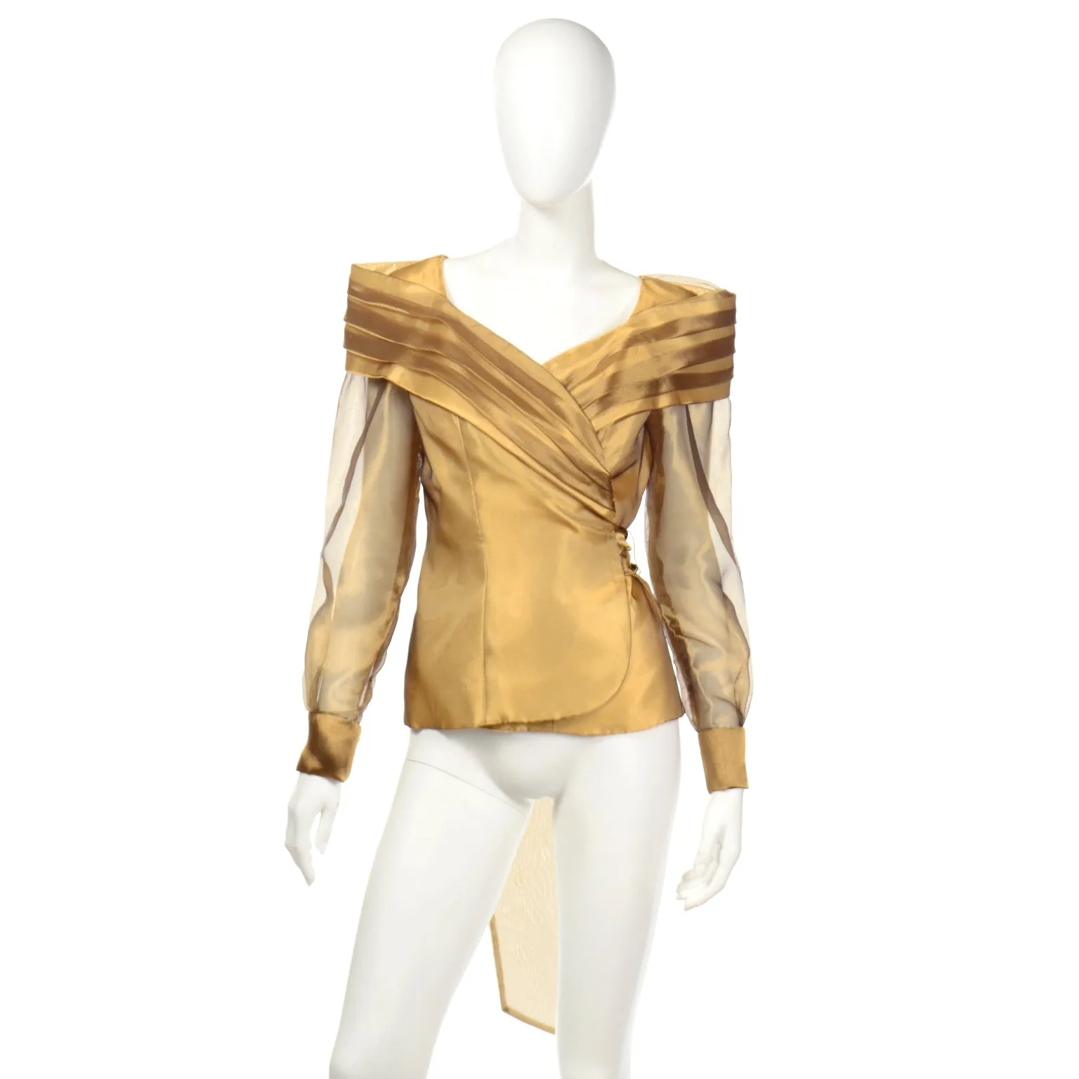 1980s Alex Top Gold Evening Statement Blouse