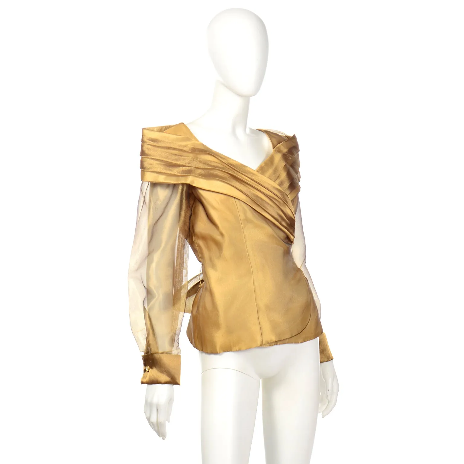 1980s Alex Top Gold Evening Statement Blouse
