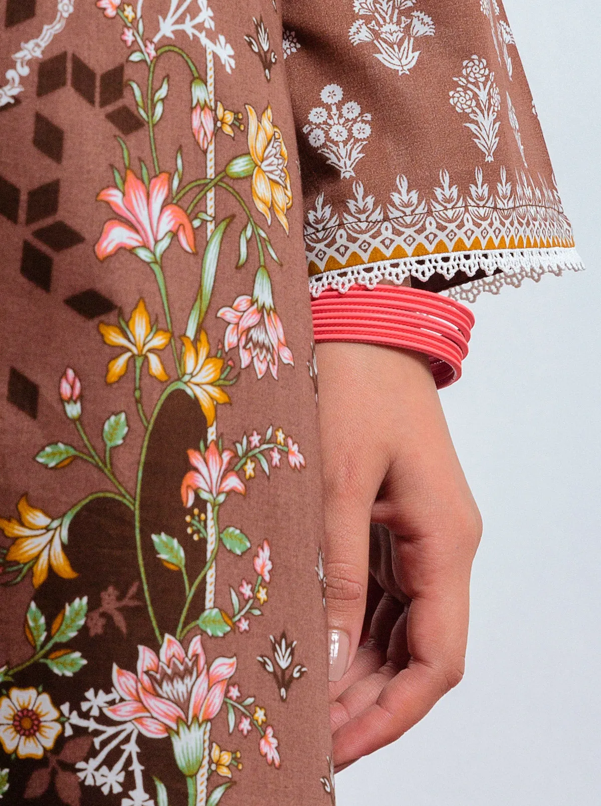 3 PIECE - PRINTED LAWN SUIT - ELEGANT MOCA