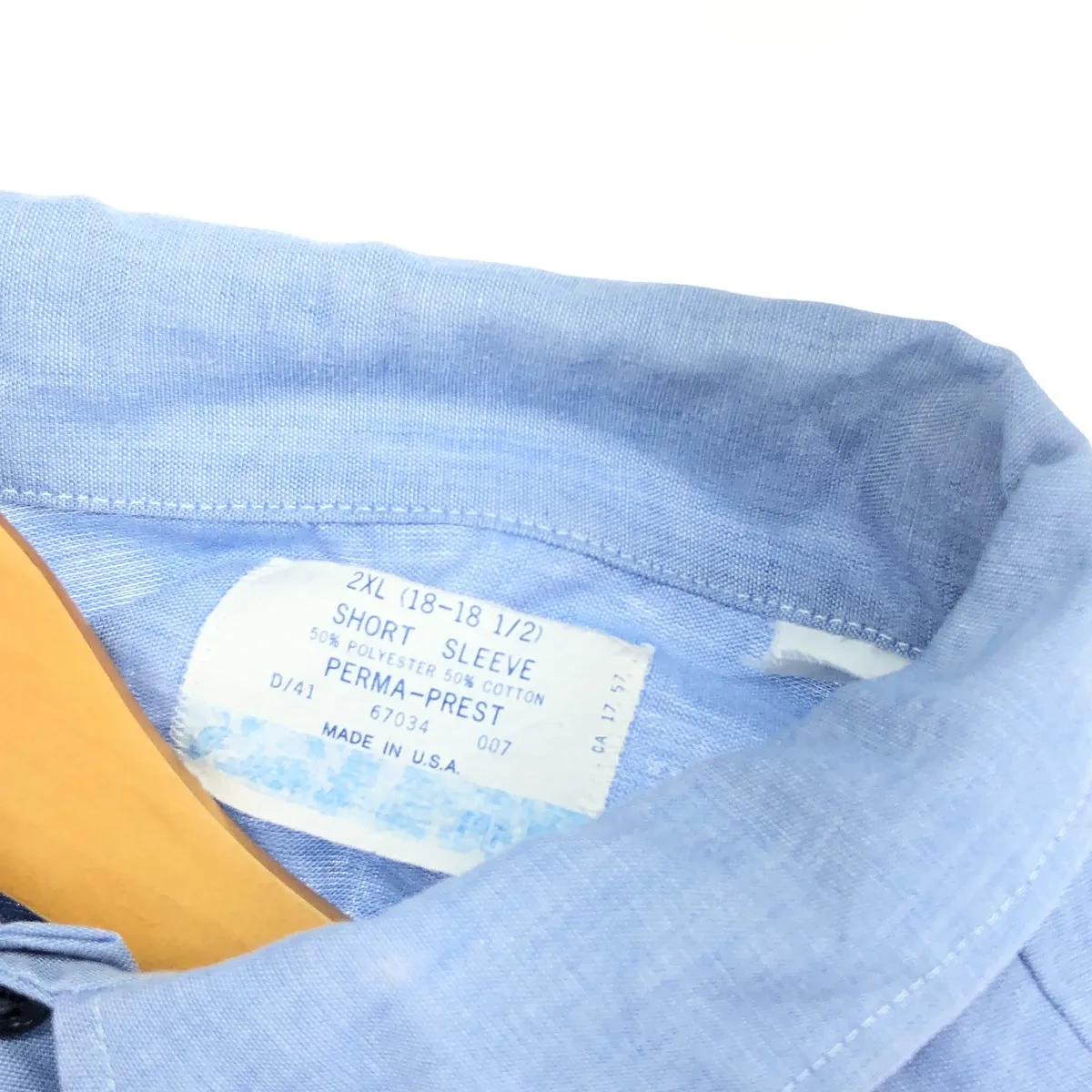 70s~ PERMA-PREST SHORT SLEEVE work shirt, made in USA, men's XXL, vintage /eaa460121