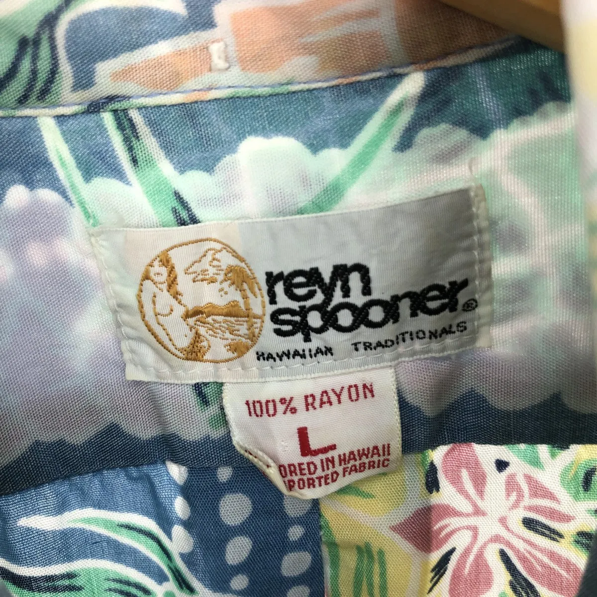 80'S Reyn Spooner Gold Tag Nude Tag All-Over Print Pullover Button-Down Rayon Hawaiian Aloha Shirt Men's L /eaa448637