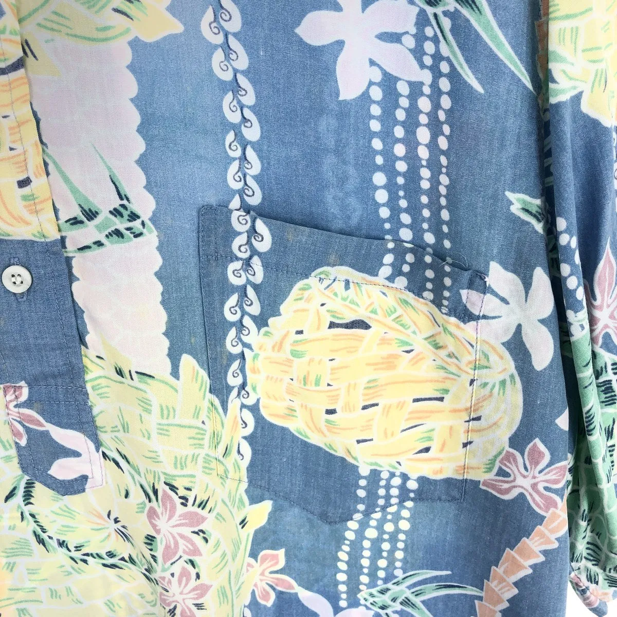 80'S Reyn Spooner Gold Tag Nude Tag All-Over Print Pullover Button-Down Rayon Hawaiian Aloha Shirt Men's L /eaa448637