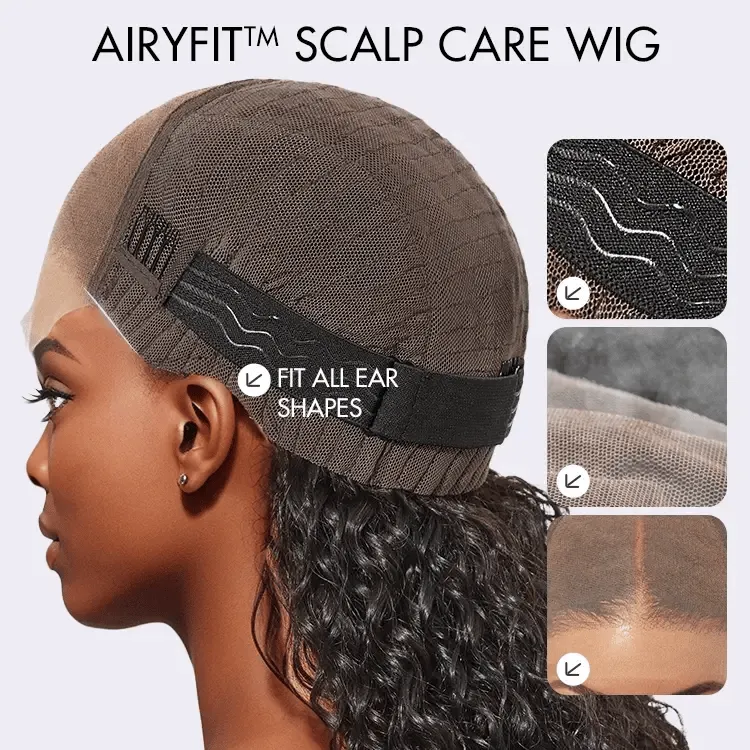 AiryFit Scalp Care Wigs | Effortless Water Wave Snugfit Glueless 5x5 Closure Pre-Cut Lace Curly Wig
