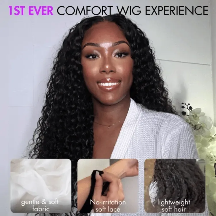 AiryFit Scalp Care Wigs | Effortless Water Wave Snugfit Glueless 5x5 Closure Pre-Cut Lace Curly Wig