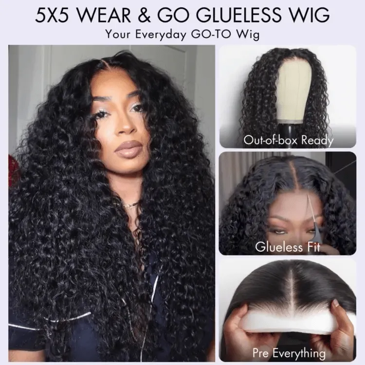 AiryFit Scalp Care Wigs | Effortless Water Wave Snugfit Glueless 5x5 Closure Pre-Cut Lace Curly Wig