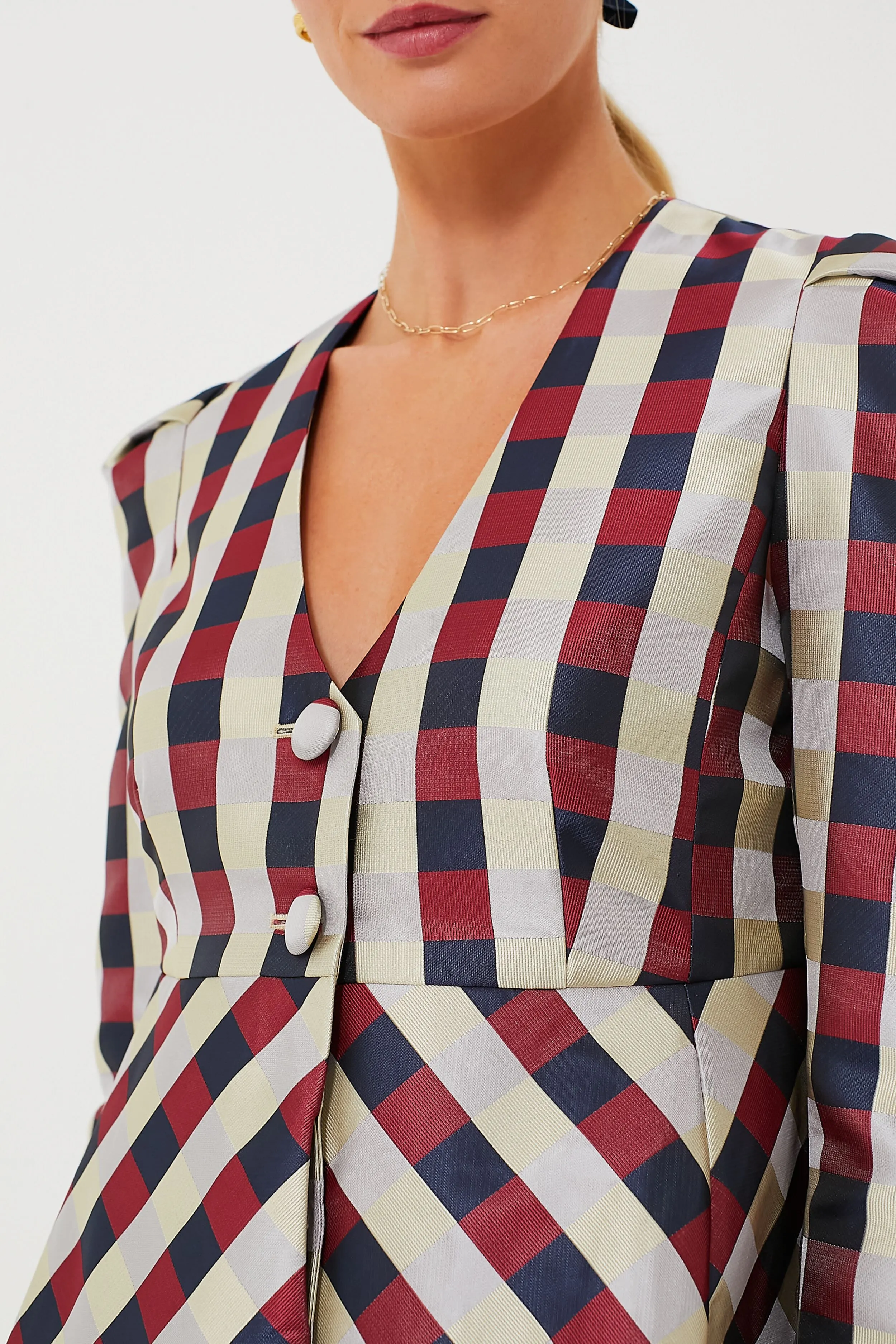 Bordeaux Check Jacquard Zoey Top