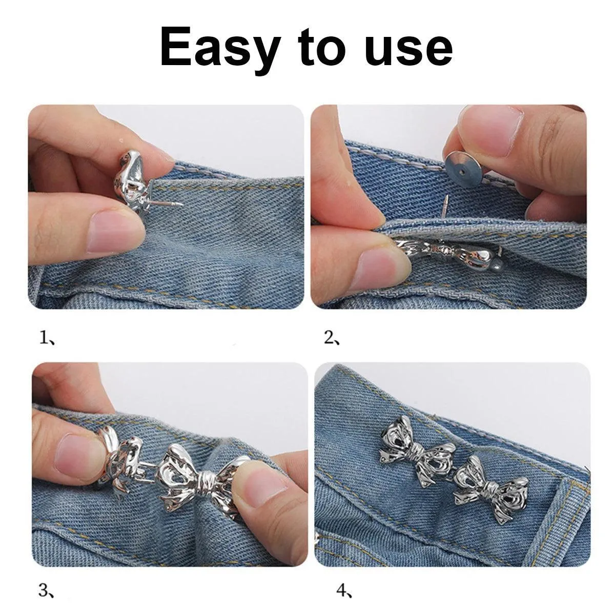 Bowknot Button Adjuster: Stylish Waistband Tightener for Pants and Skirts