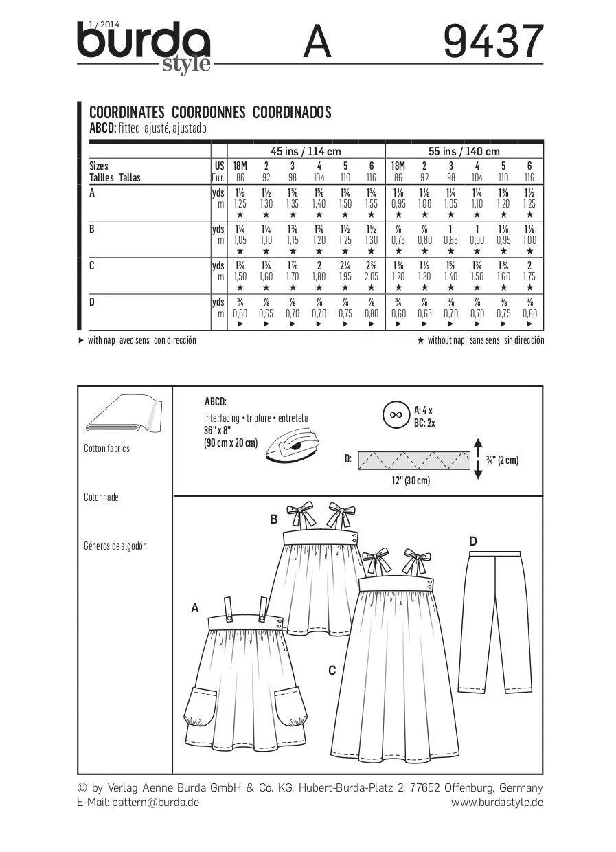 Burda Pattern 9437 (18M-6Yr)