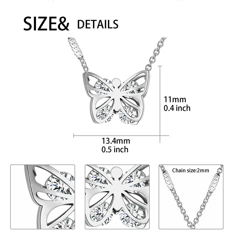 Butterfly Necklace for Women Girls Gift Jewelry Stainless Steel