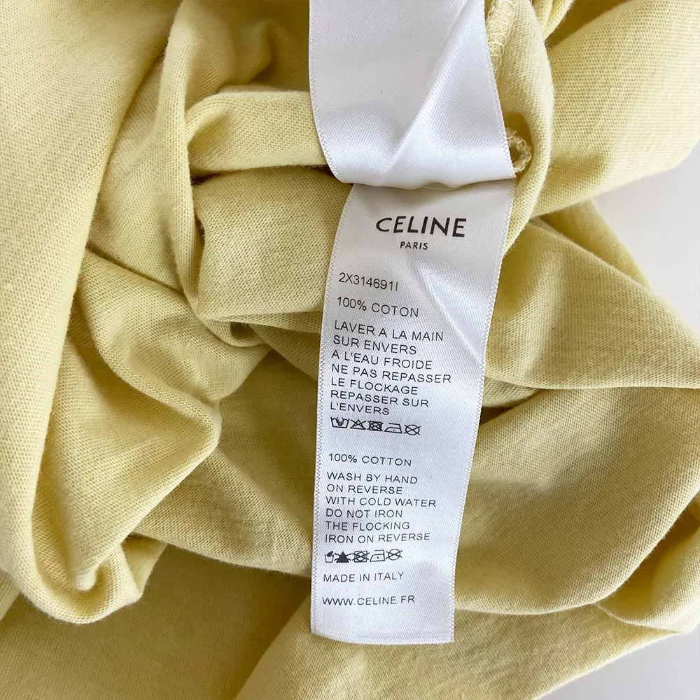 Celine Light Yellow Printed T Shirt