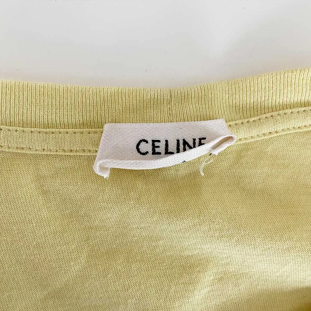 Celine Light Yellow Printed T Shirt