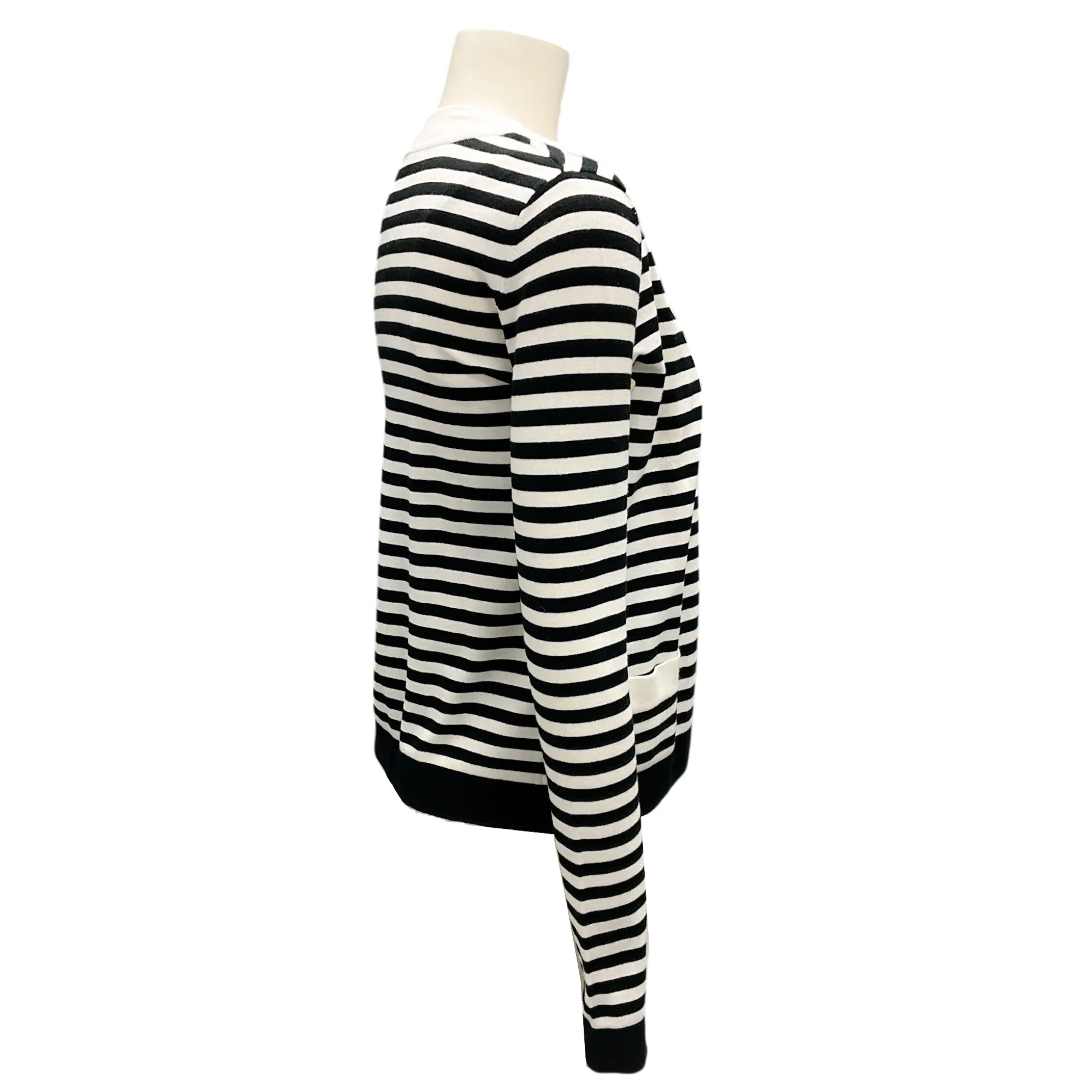 Chanel Ivory / Black 2005 Striped Lace Detail Two-Piece Top Set