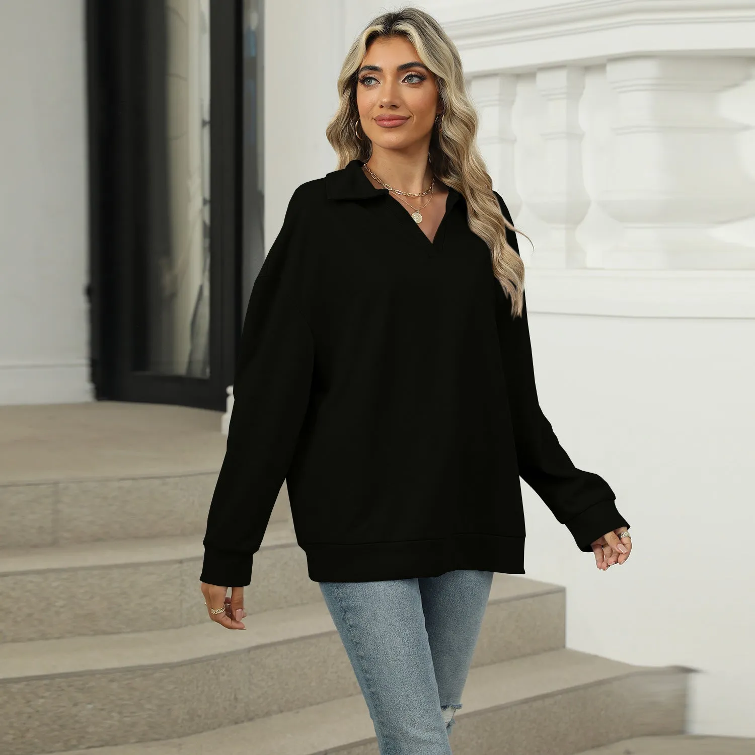 Chic and Comfortable V-neck Sweatshirt