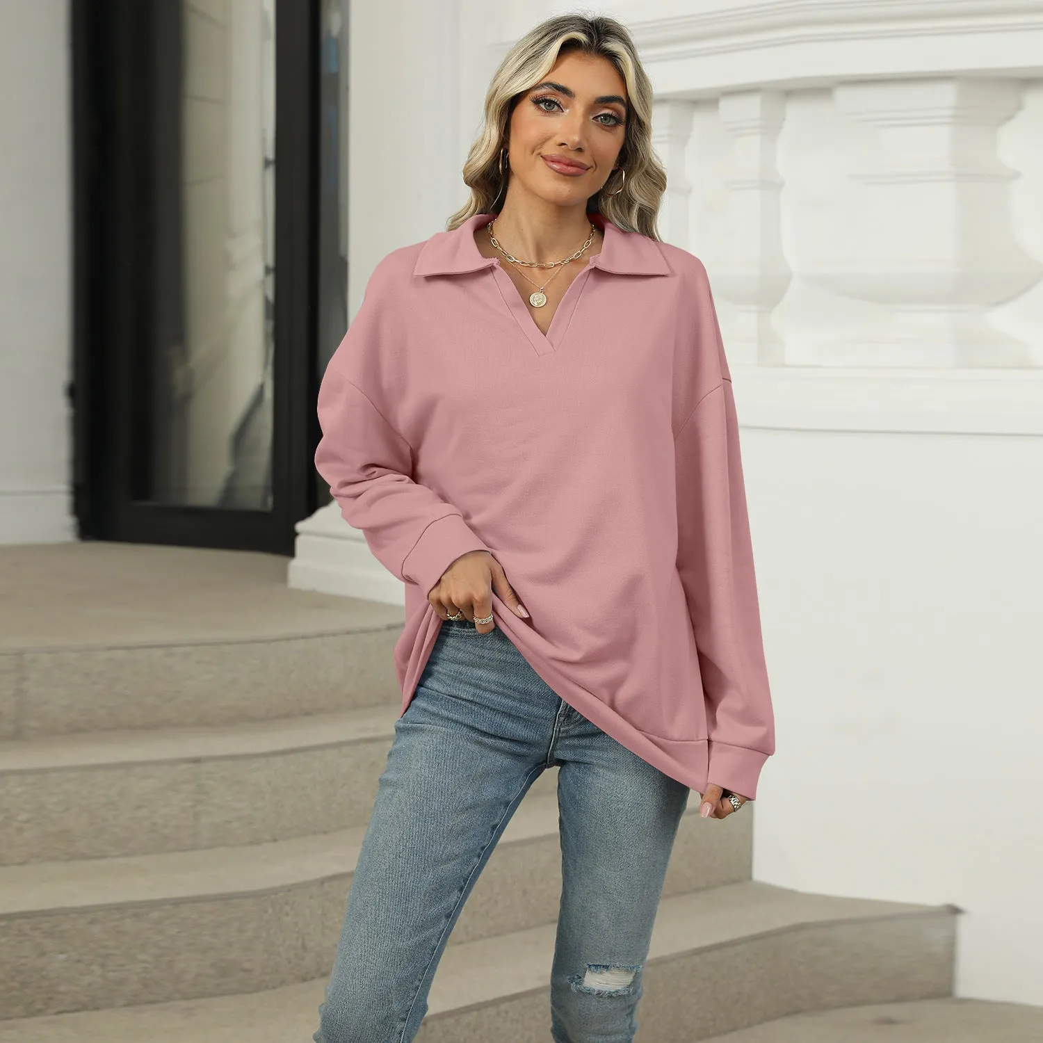 Chic and Comfortable V-neck Sweatshirt