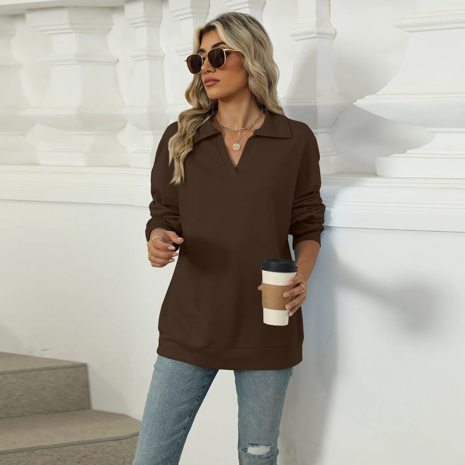 Chic and Comfortable V-neck Sweatshirt