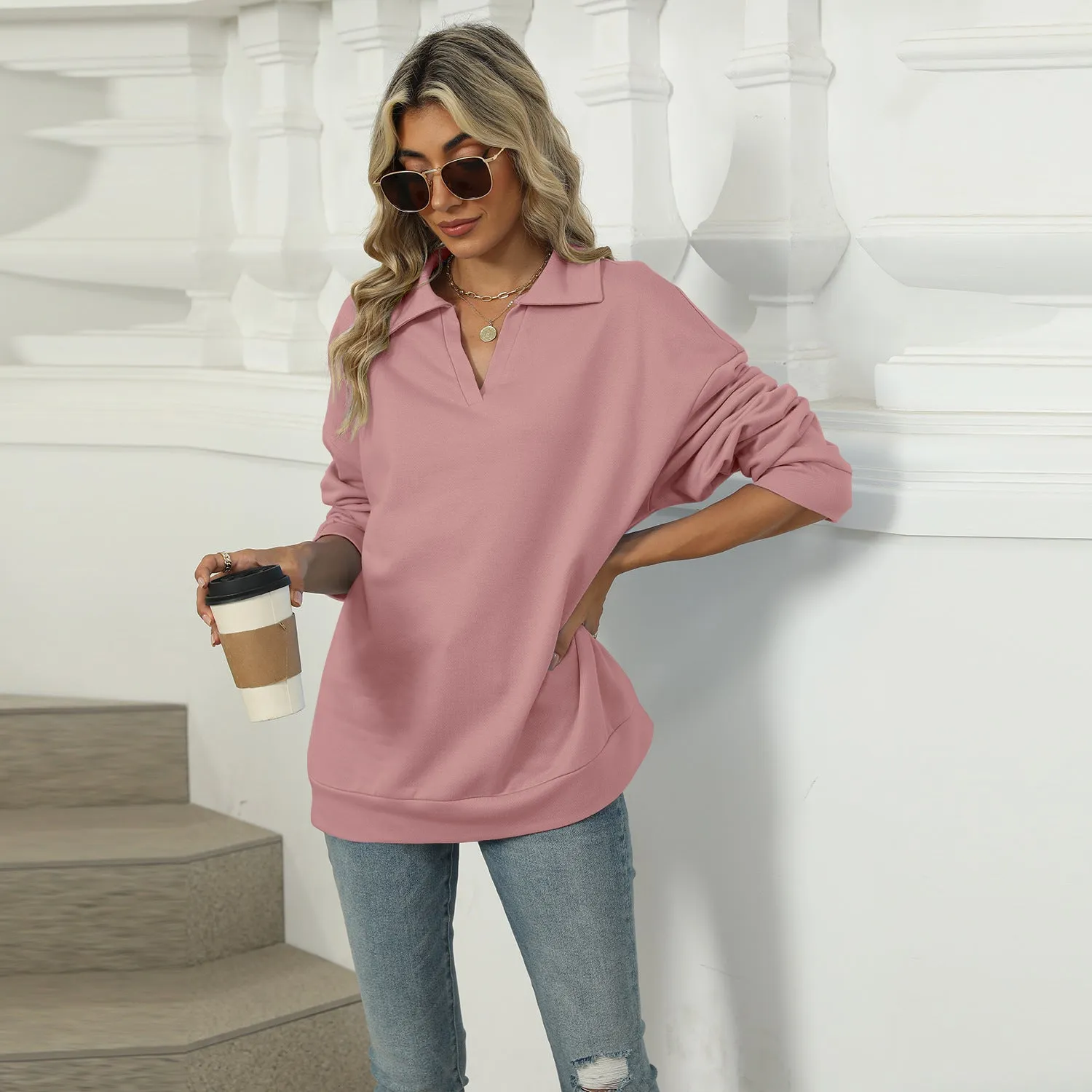 Chic and Comfortable V-neck Sweatshirt