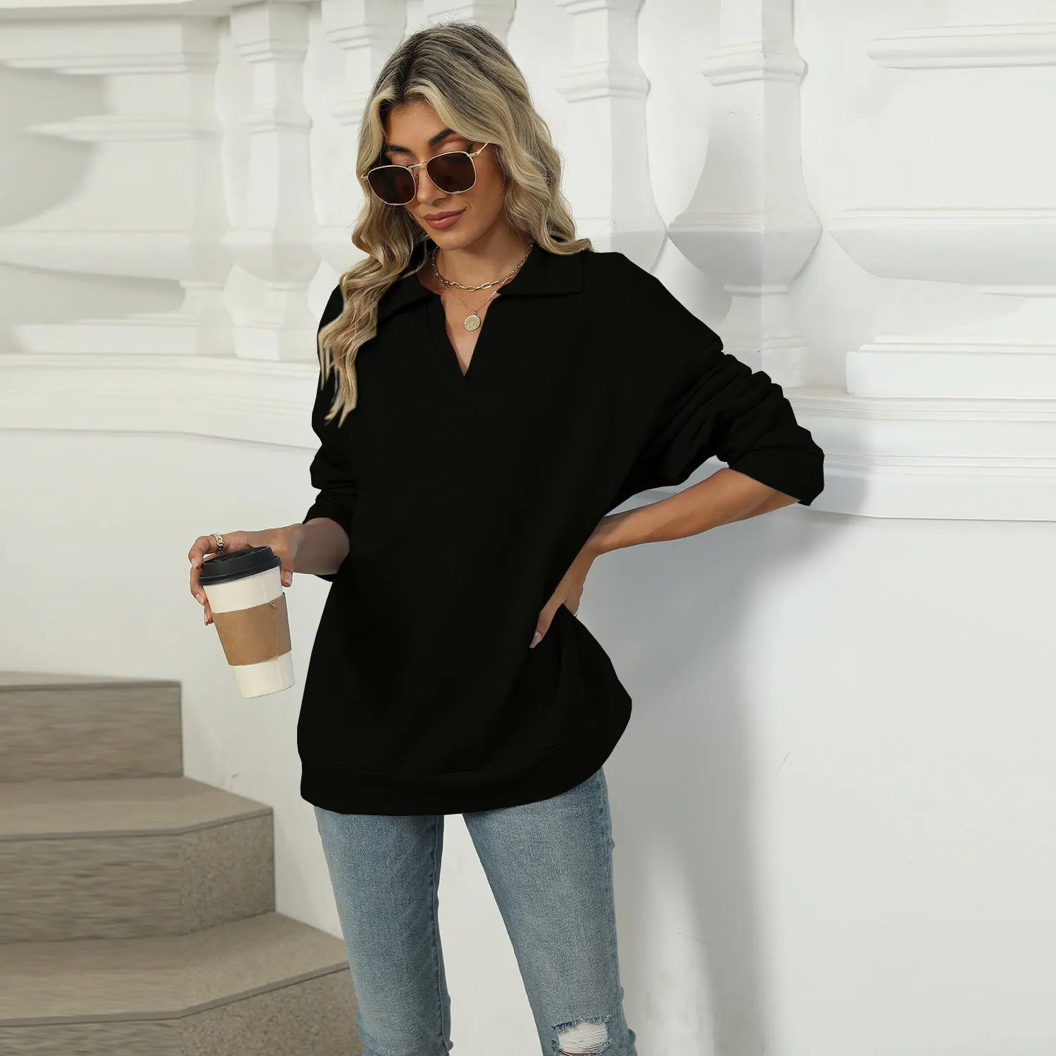 Chic and Comfortable V-neck Sweatshirt