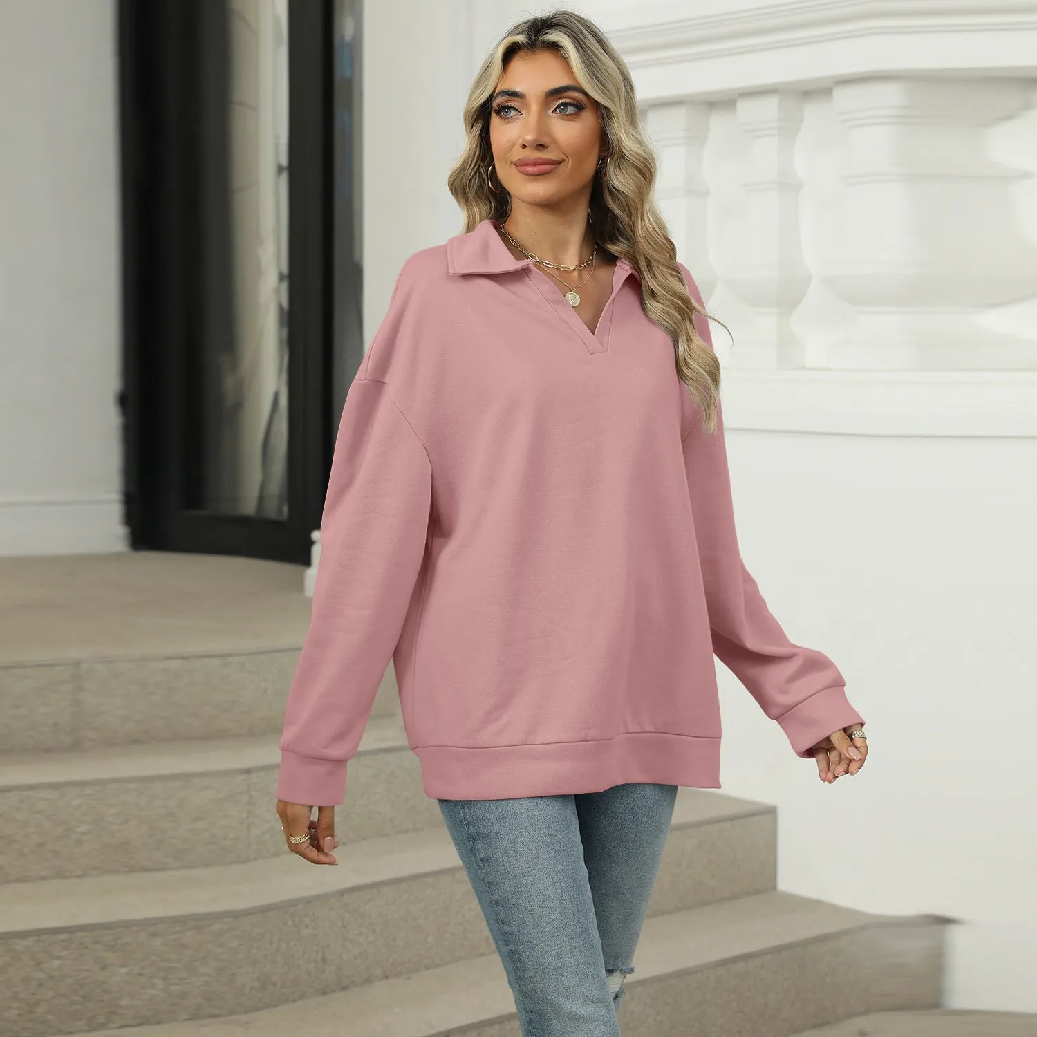 Chic and Comfortable V-neck Sweatshirt