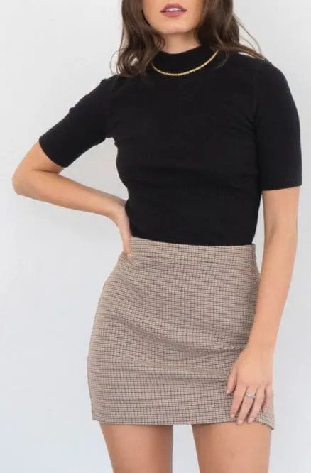 Classic Brown Plaid Mini Skirt