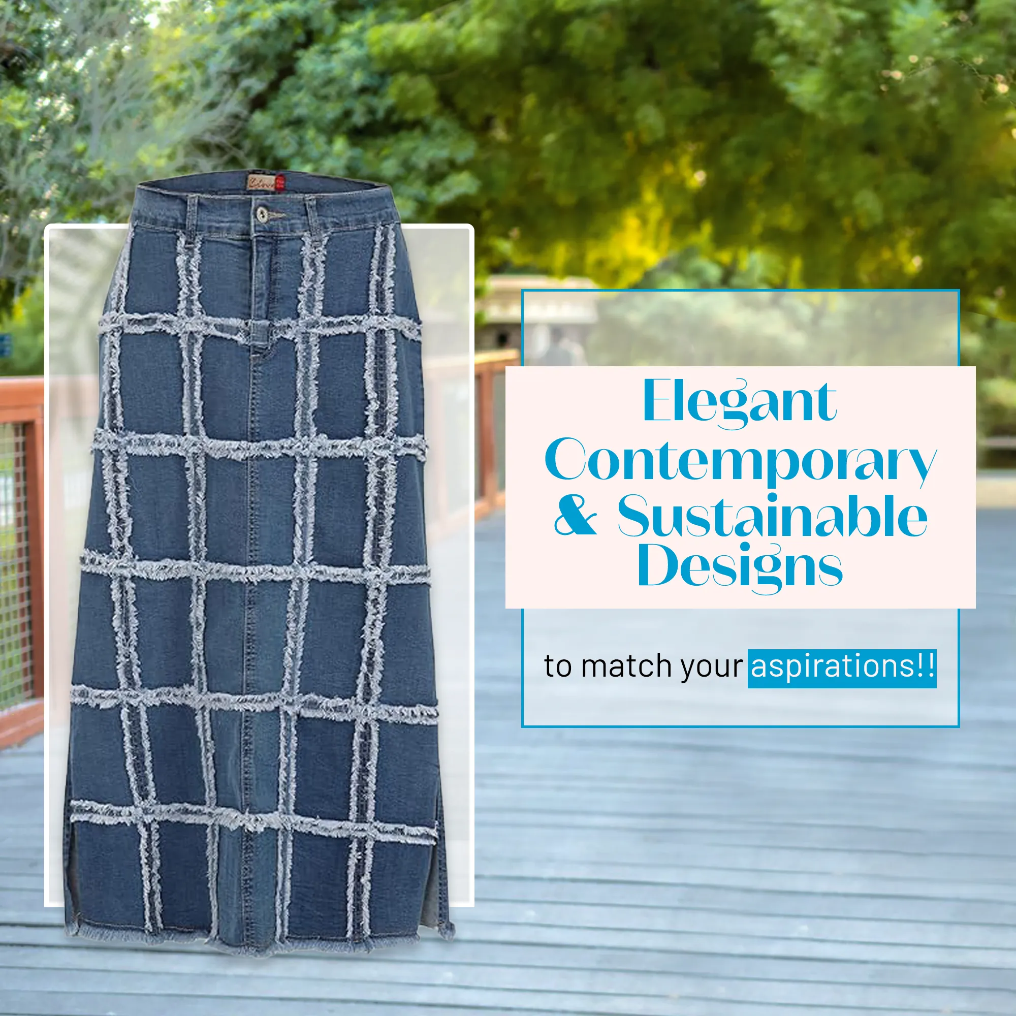 Clove Jeans Womens Blue Frayed Grid Maxi Skirts Long Denim Skirt Plus Size 12-24