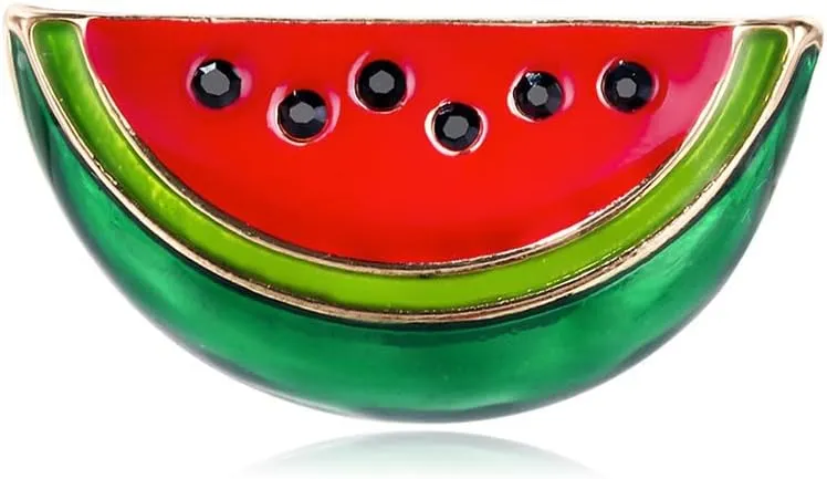 Cute Watermelon Geen Red Enamel Brooch Lapel Pins for Women Teen Girls Dainty Fruit Summer Pin Dress Suit Shirt Scarf Jackets Hat Bag Brooches Fashion Jewelry Birthday Gift Bff