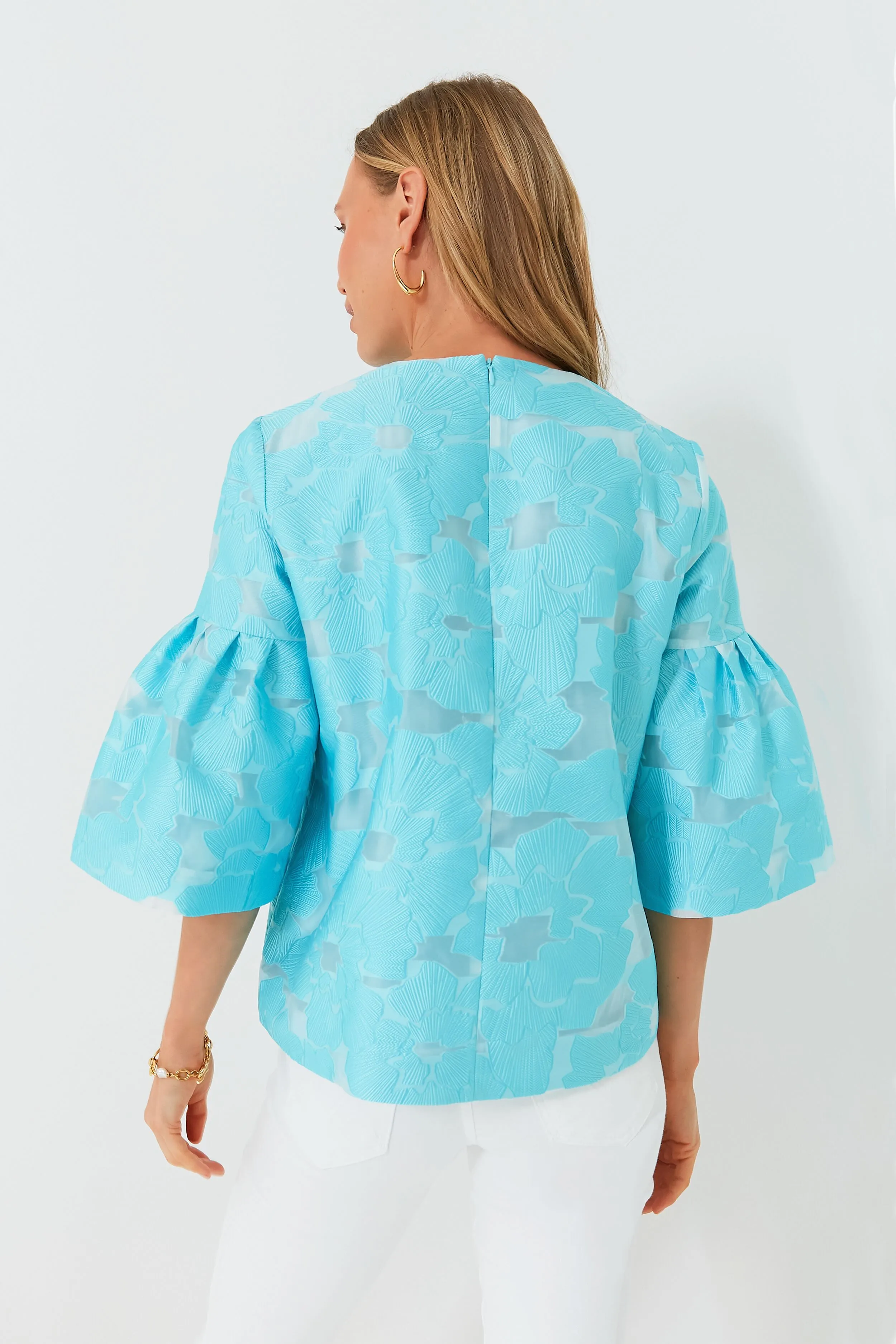 Cyan Fil Coupe Harper Bell Sleeve Blouse