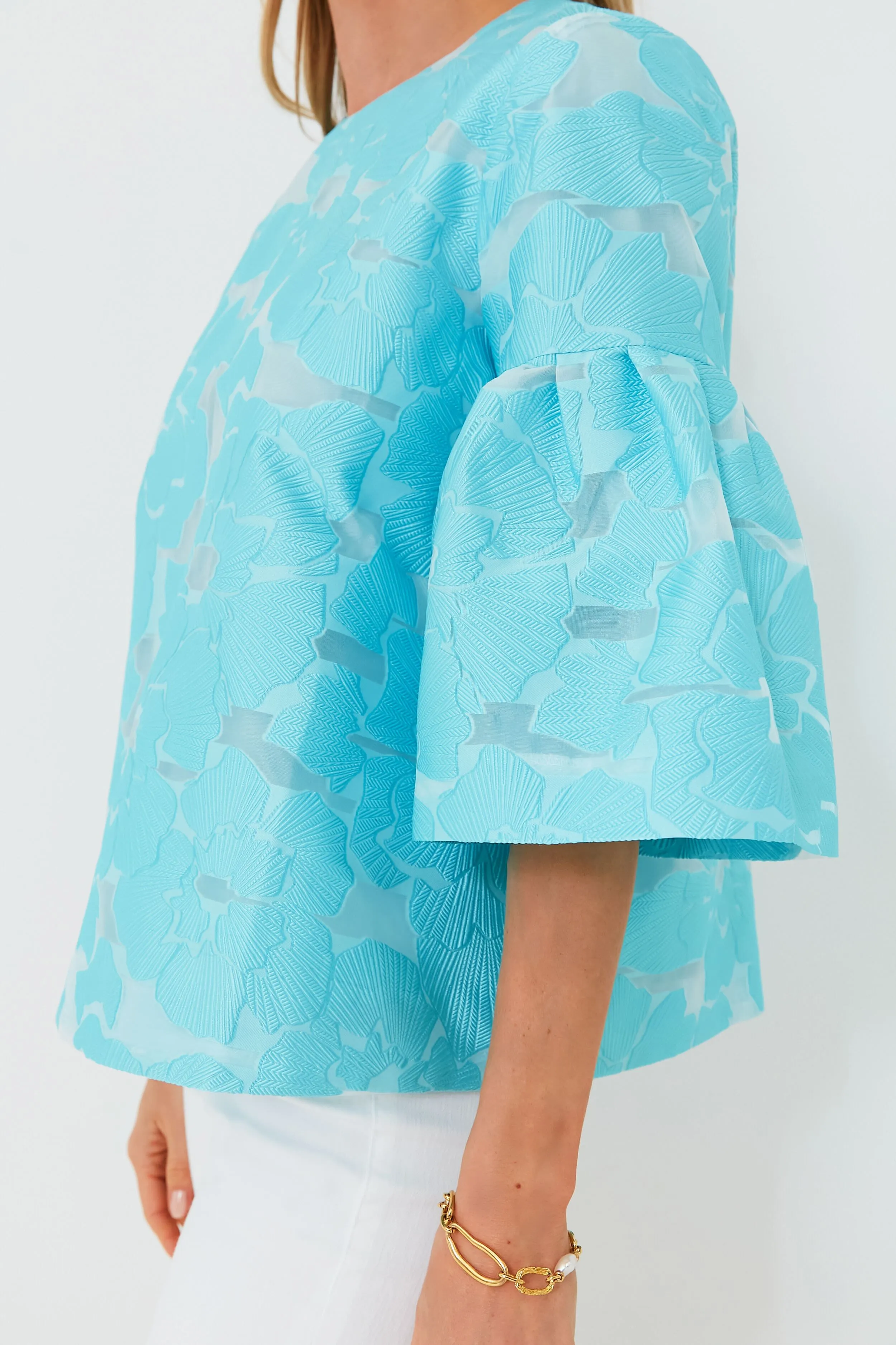 Cyan Fil Coupe Harper Bell Sleeve Blouse