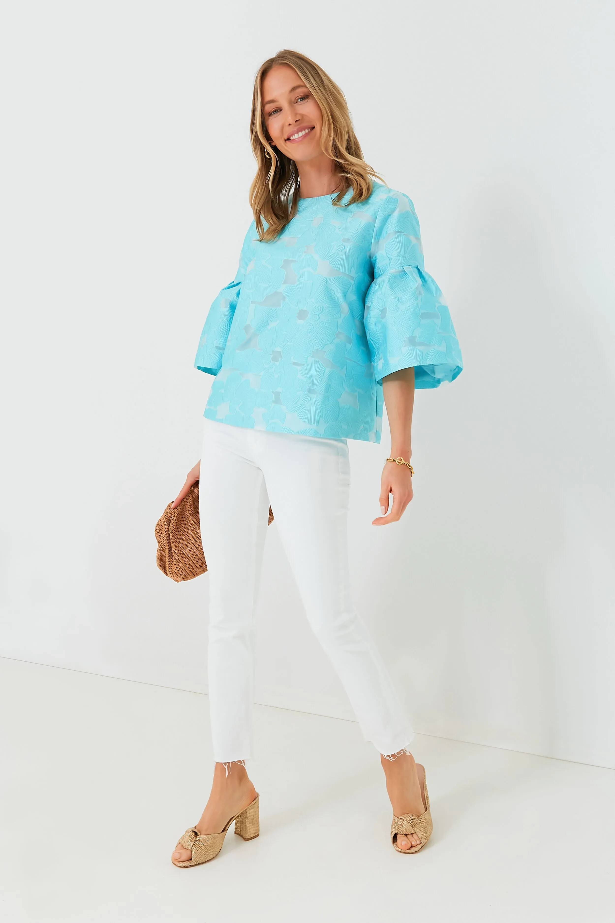 Cyan Fil Coupe Harper Bell Sleeve Blouse