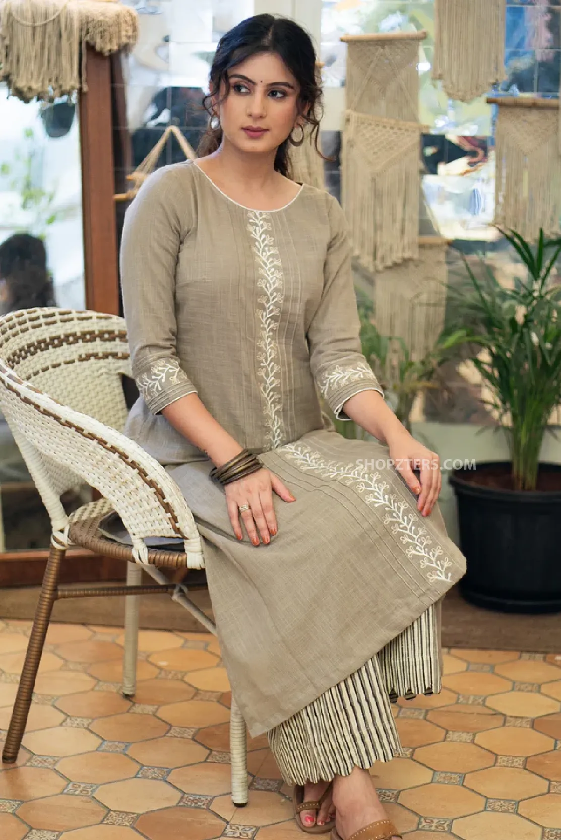 Elegant cotton embroidered kurta