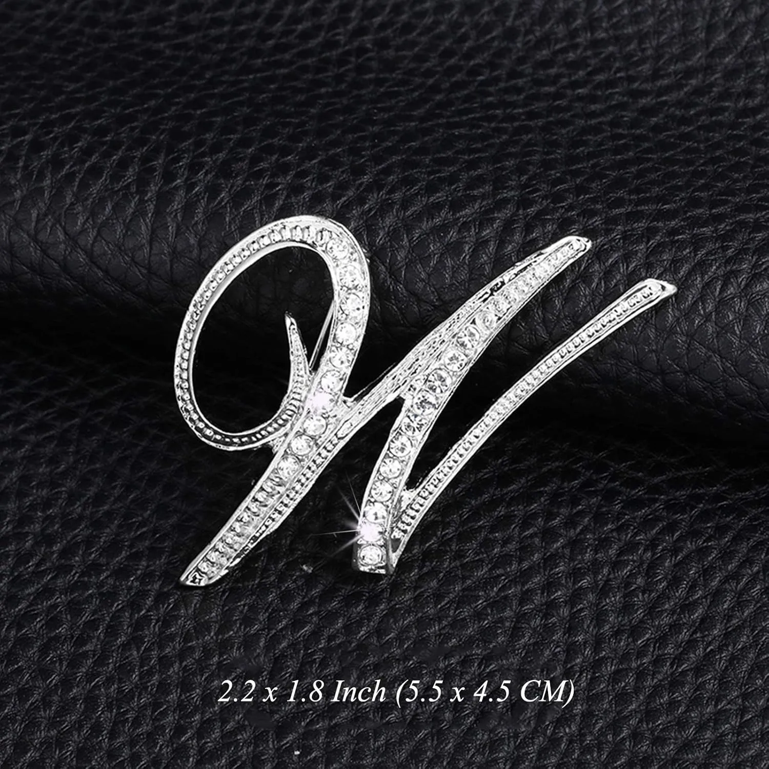 ETHOON Letter Brooch Pins Initial Personalized Crystal Rhinestone Brooch Crafts Silvery A-Z