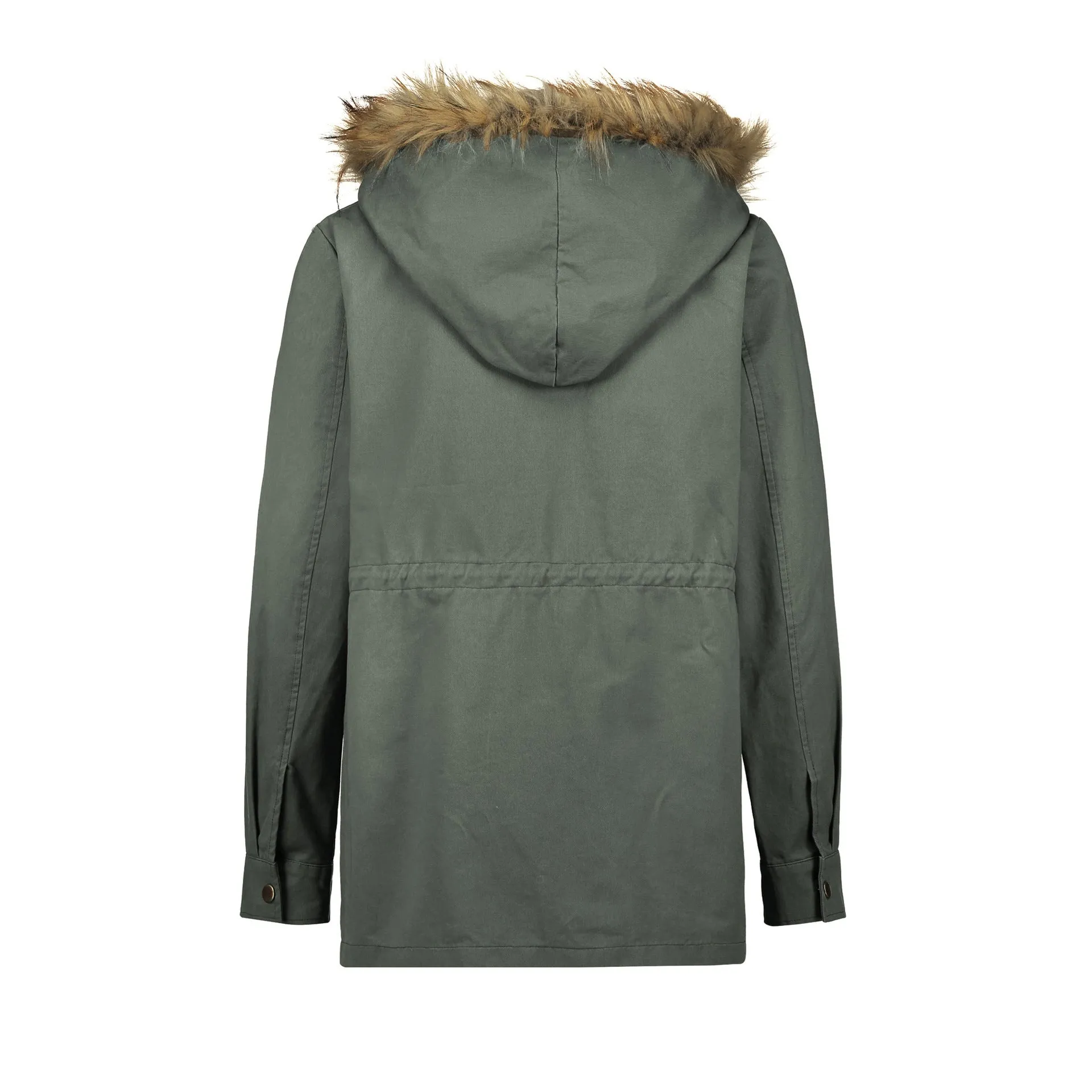 Faux Fur Big Pockets Long Slim Jacket Coat