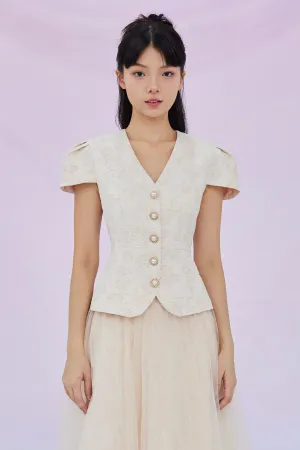 Genna Beige Jacquard Top