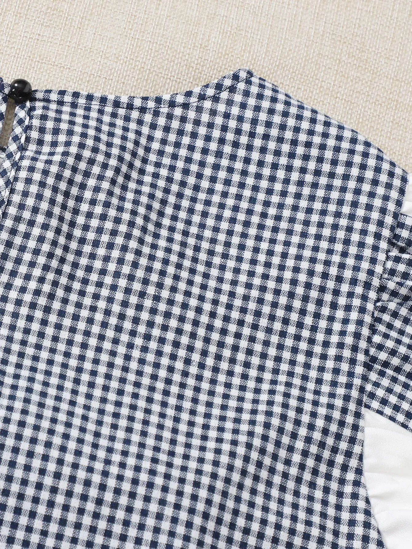 Gingham Ruffle Cap Sleeve Round Neck Regular Plus Size Blouse