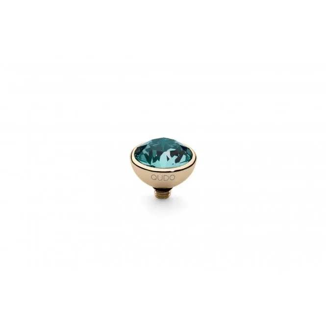 Gold 10mm Bottone Ring Top Light Turquoise | Qudo