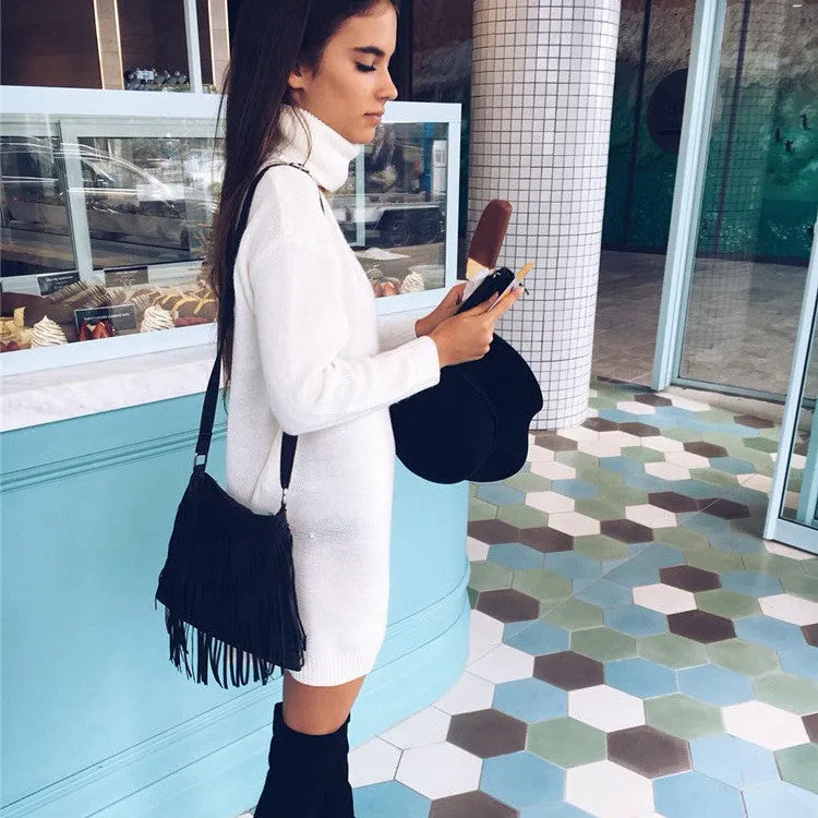 Halter High V-neck Cut Out Loose Long Sweater