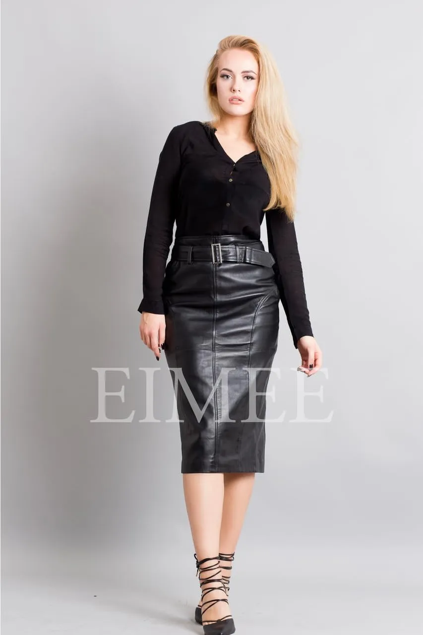 Handmade Real Leather Pencil Skirt for Women High Waisted-Falda de Mujer en piel-Leather Skirts Plus Size RAHET