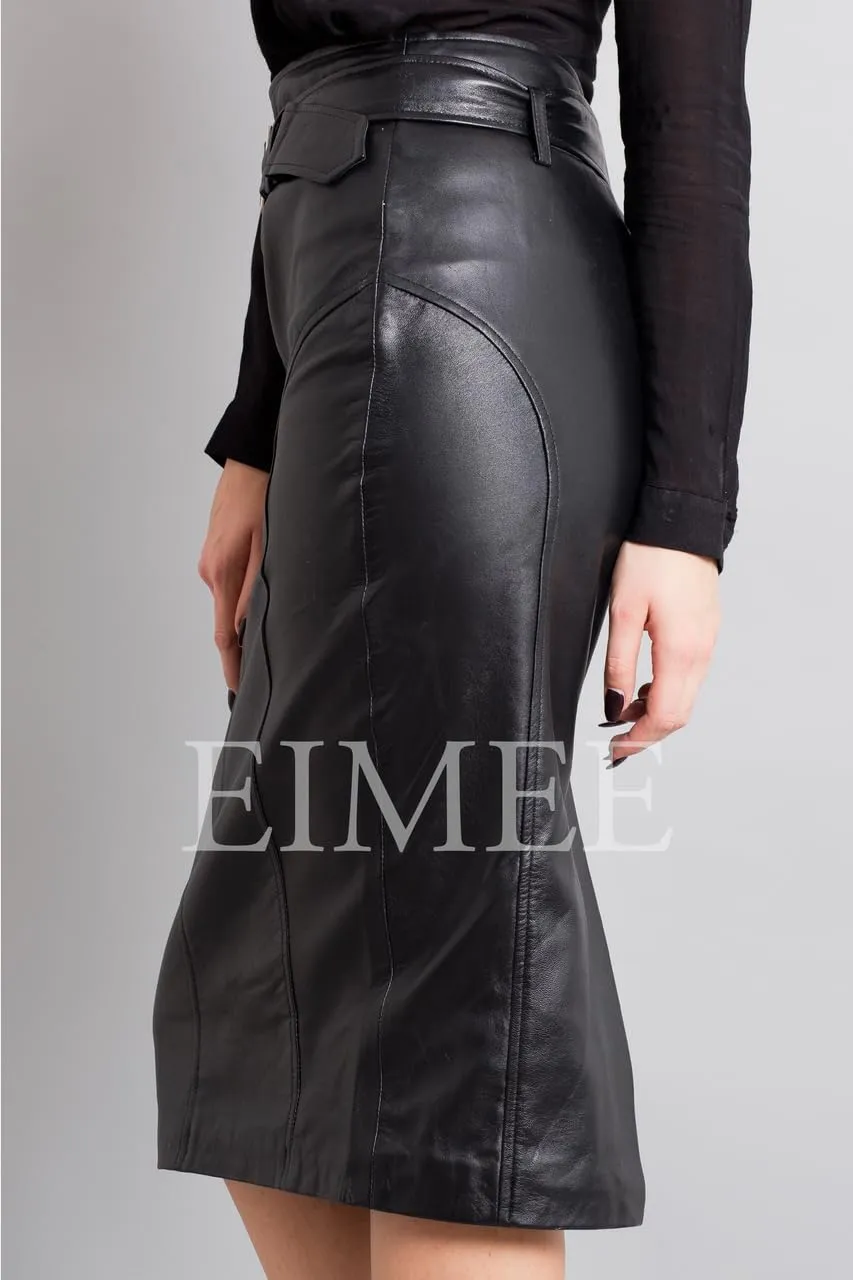 Handmade Real Leather Pencil Skirt for Women High Waisted-Falda de Mujer en piel-Leather Skirts Plus Size RAHET