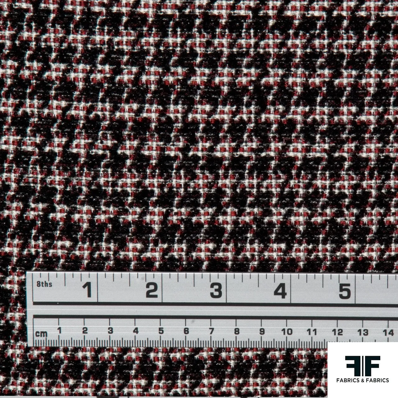 Houndstooth Suiting - Black/Red/White
