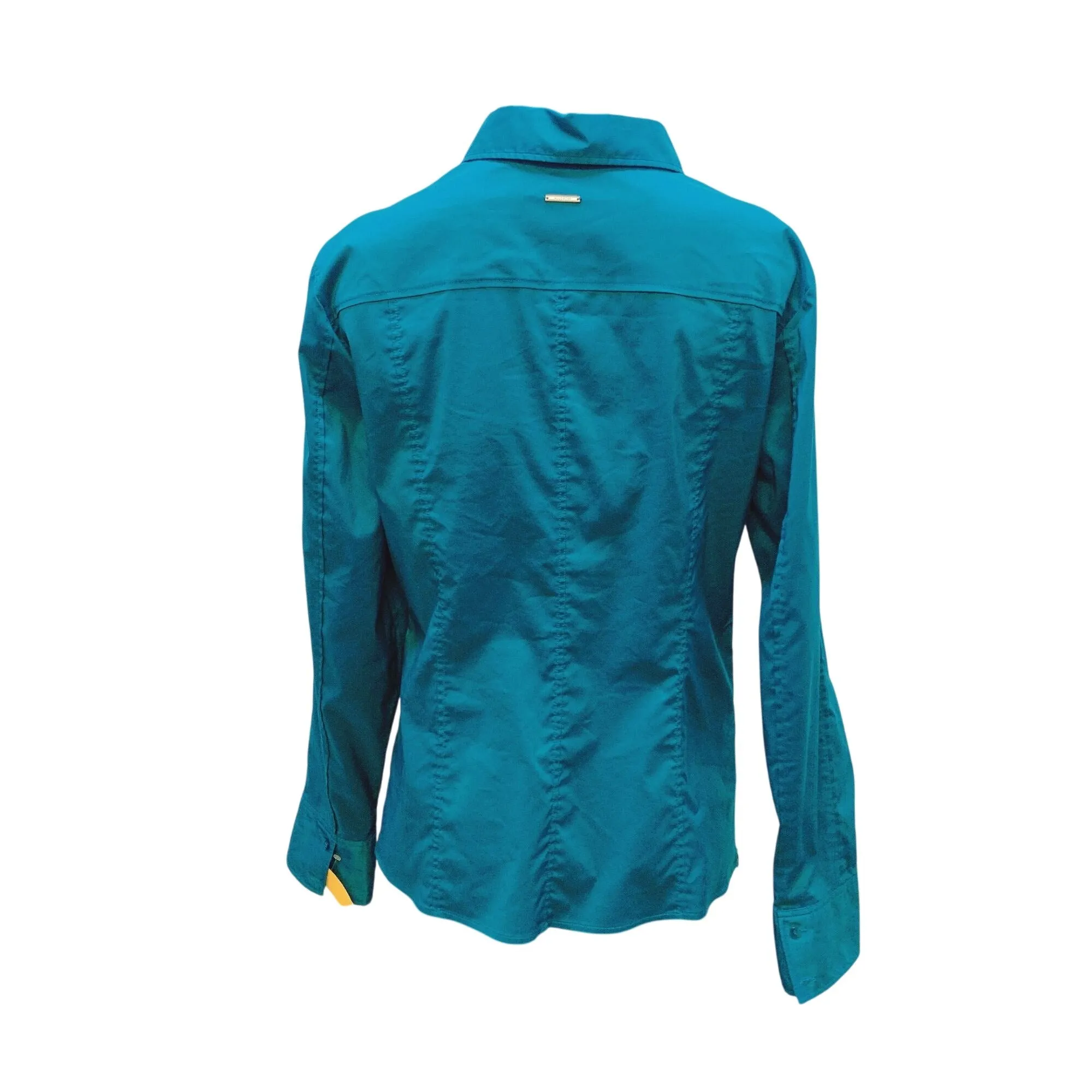 Hugo Boss Teal Button-Up Long Sleeve Blouse Large