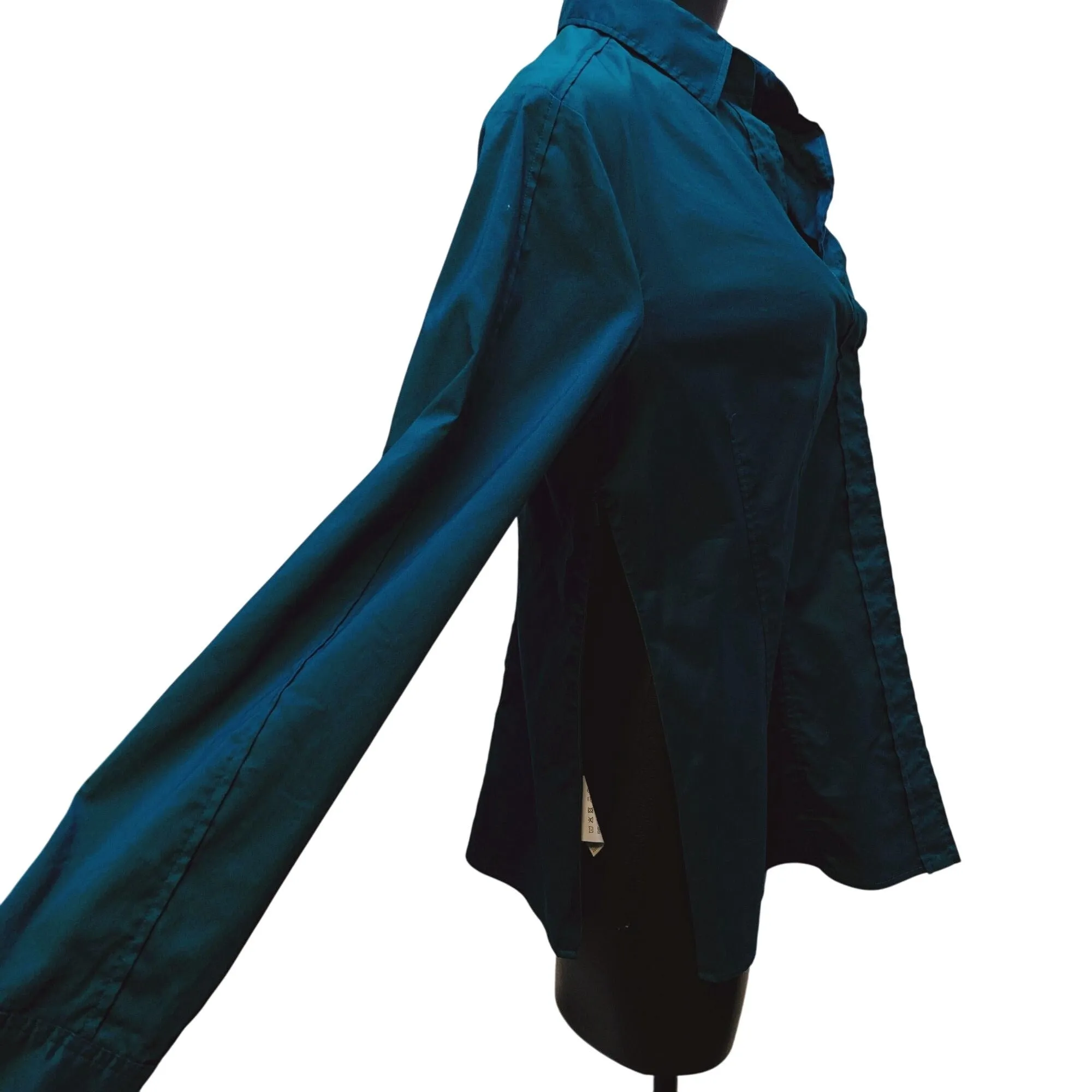 Hugo Boss Teal Button-Up Long Sleeve Blouse Large