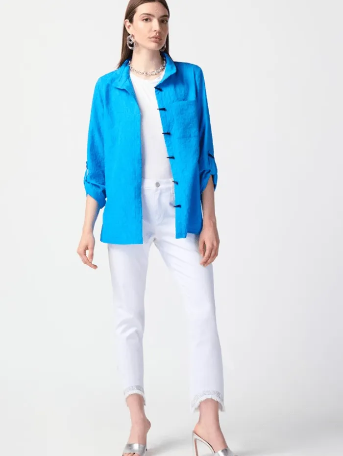 Joseph Ribkoff Jacquard Button Down Trapeze Blouse 241183 Col 4216