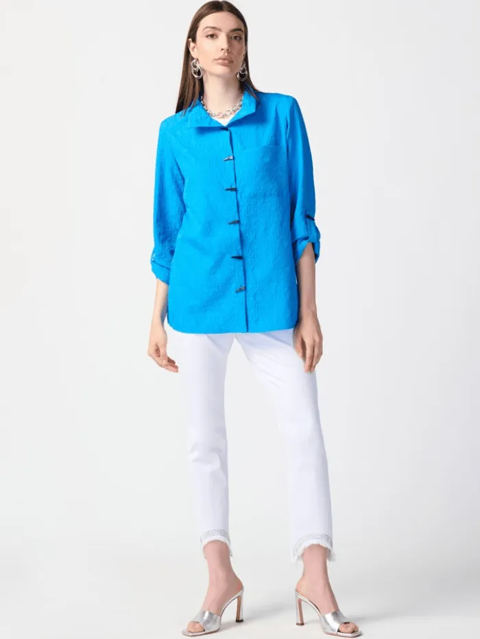 Joseph Ribkoff Jacquard Button Down Trapeze Blouse 241183 Col 4216