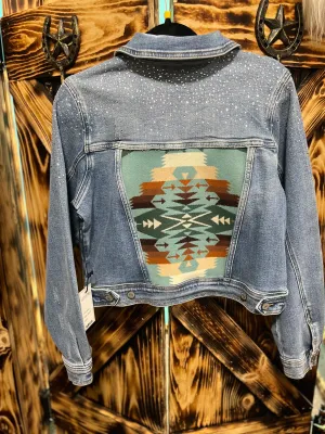 Judy Blue Rhinestone Pendleton Denim Jacket