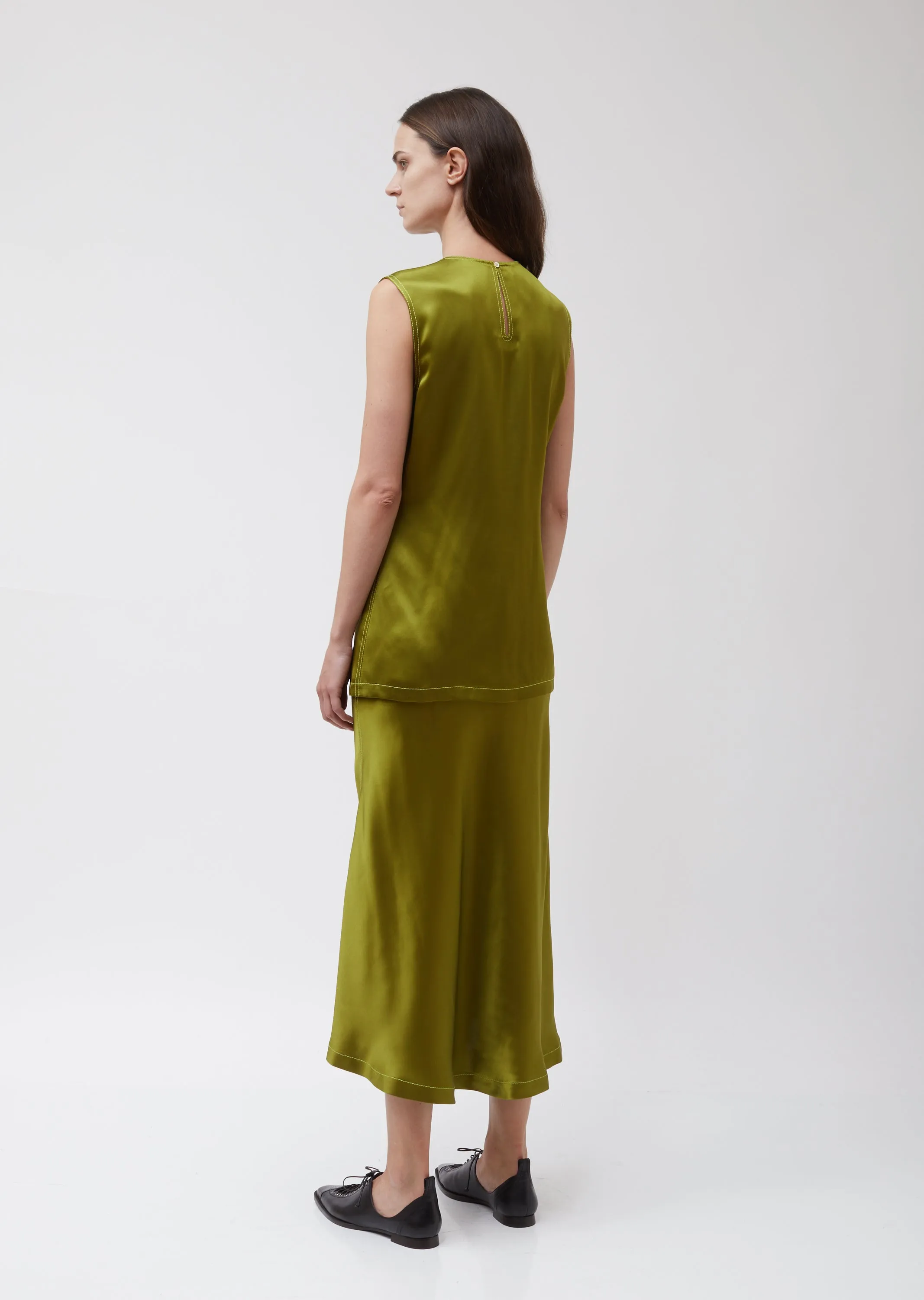 Jules Double Face Silk Ruffle Sleeveless Top