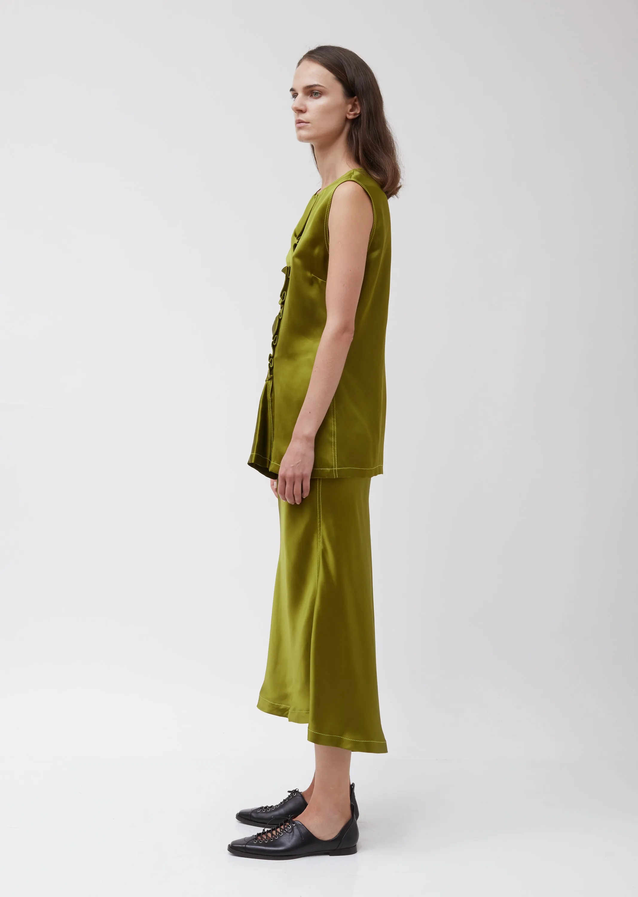 Jules Double Face Silk Ruffle Sleeveless Top