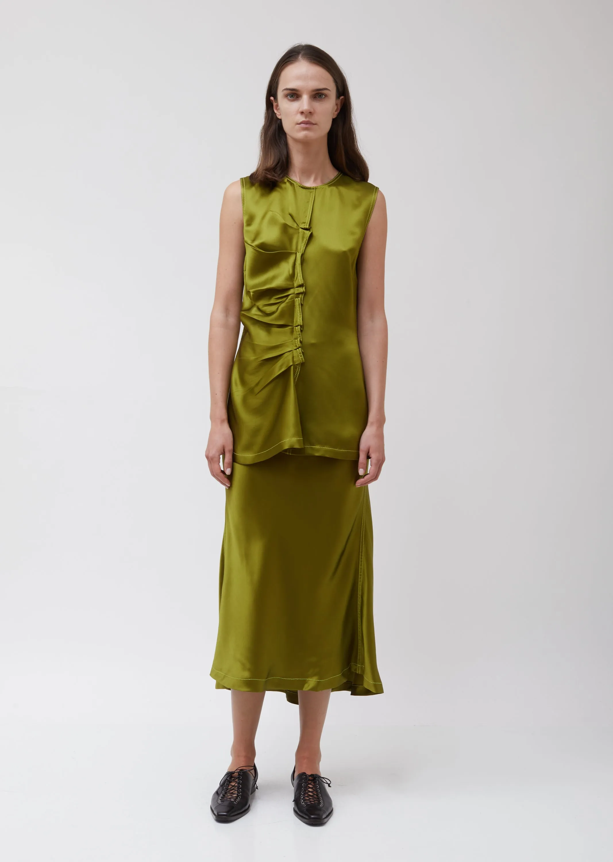 Jules Double Face Silk Ruffle Sleeveless Top