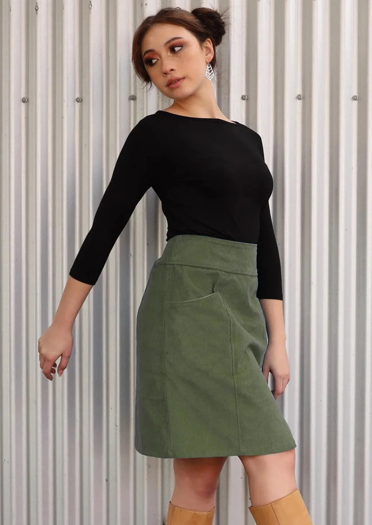 Karma East Aalia Cord Skirt Clover