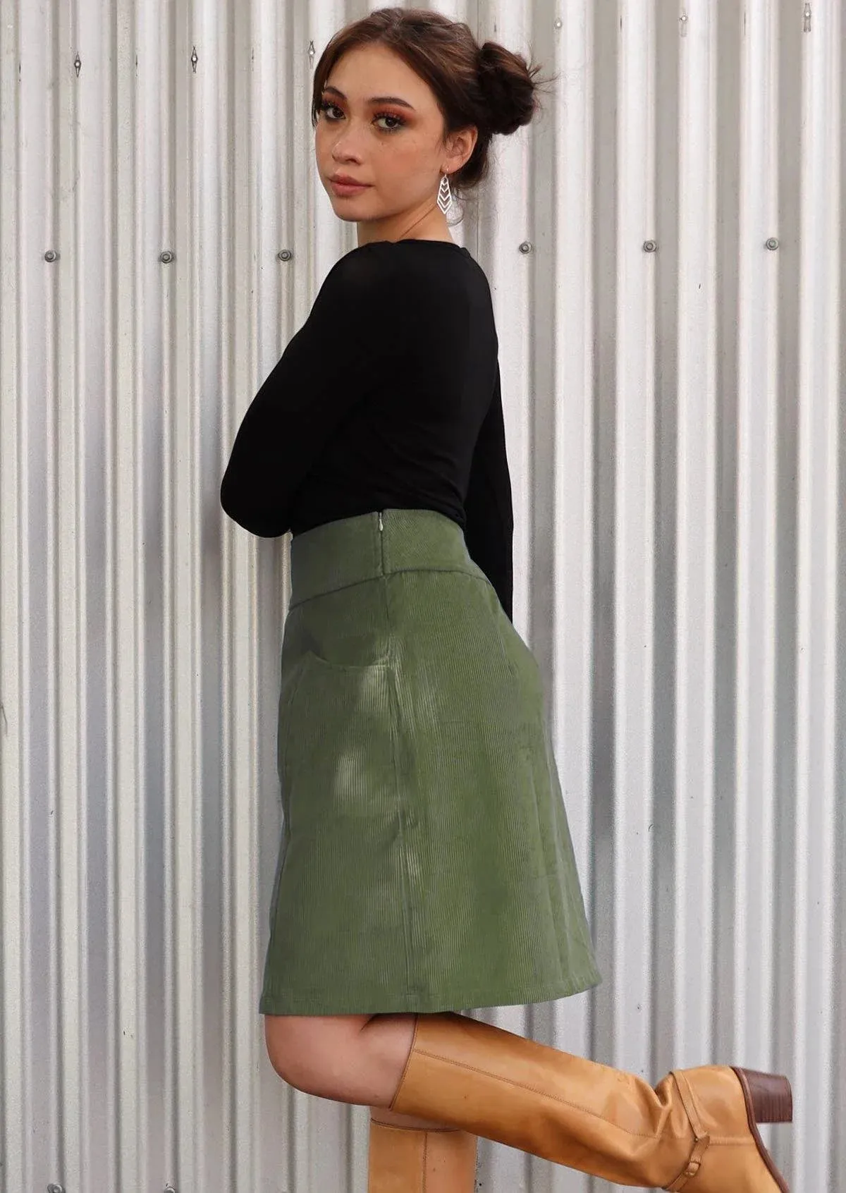 Karma East Aalia Cord Skirt Clover